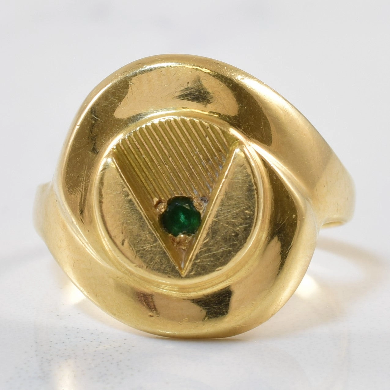 Solitaire Emerald Signet Ring | 0.03ct | SZ 6.5 | Daily Accent Luxury Shape