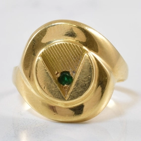 Solitaire Emerald Signet Ring | 0.03ct | SZ 6.5 | Daily Accent Luxury Shape