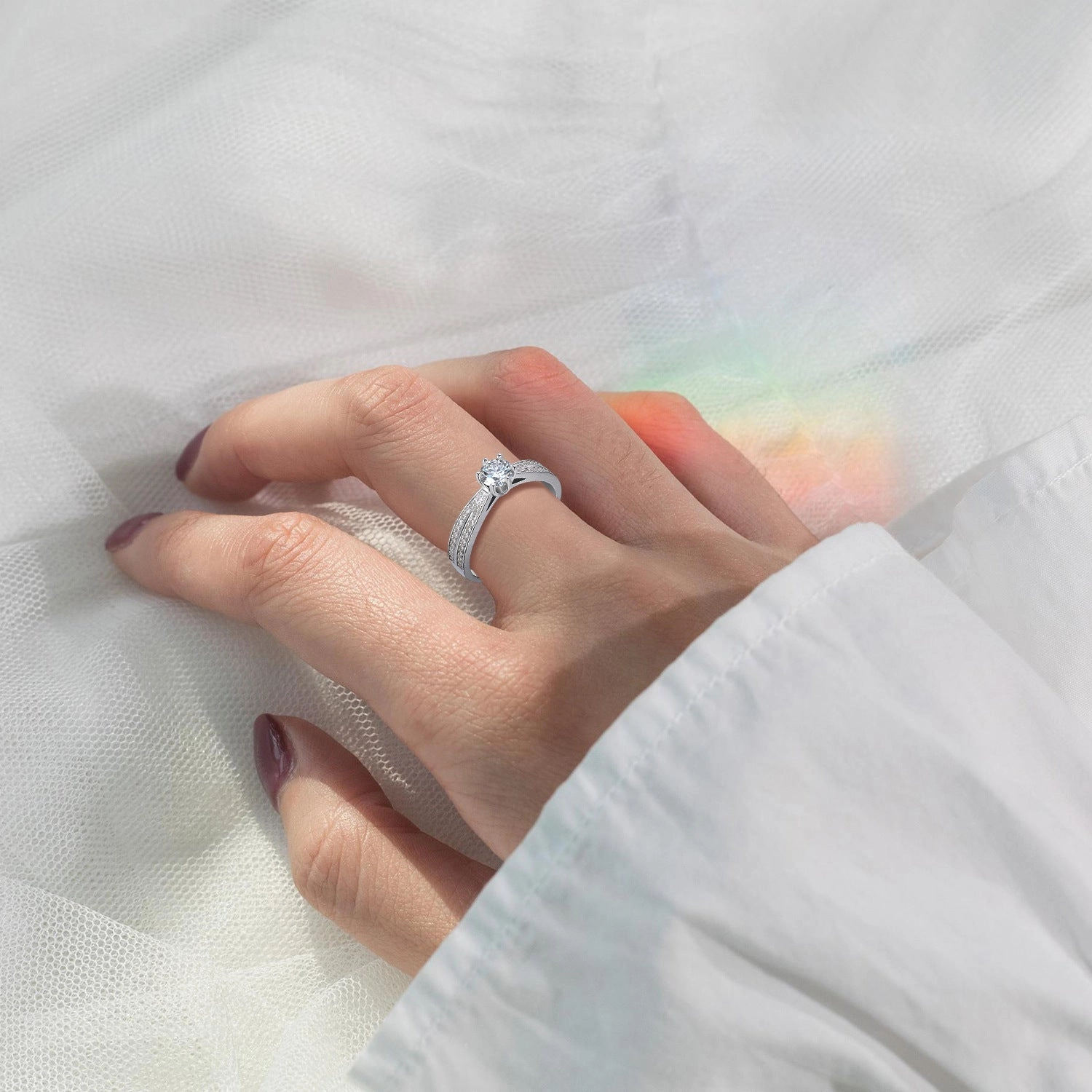 Solitaire Split Shank Engagement Ring | S925 | Moissanite Engagement Gift Modern Craft