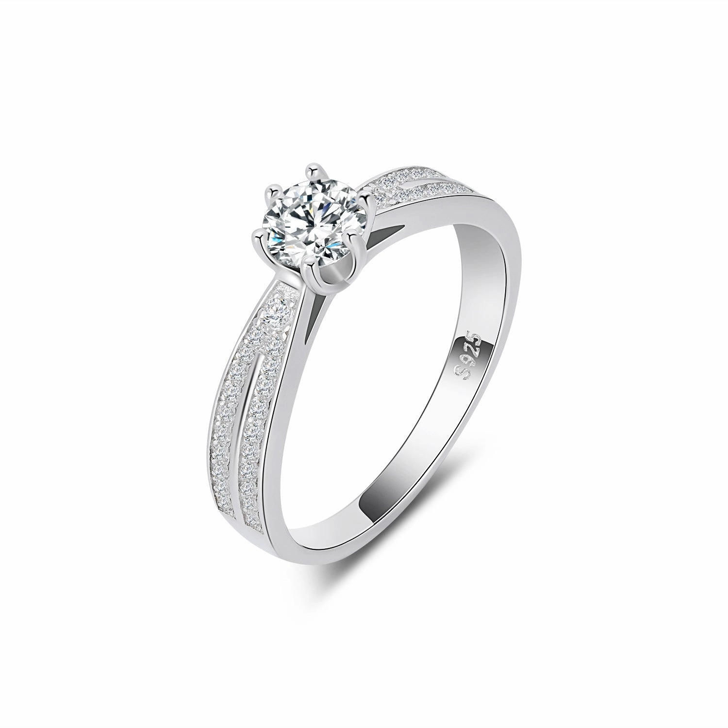 Solitaire Split Shank Engagement Ring | S925 | Moissanite Luxury product Sentimental Jewelry