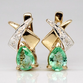 Shiny Creations Emerald & Diamond Earrings | 0.80ctw, 0.03ctw |