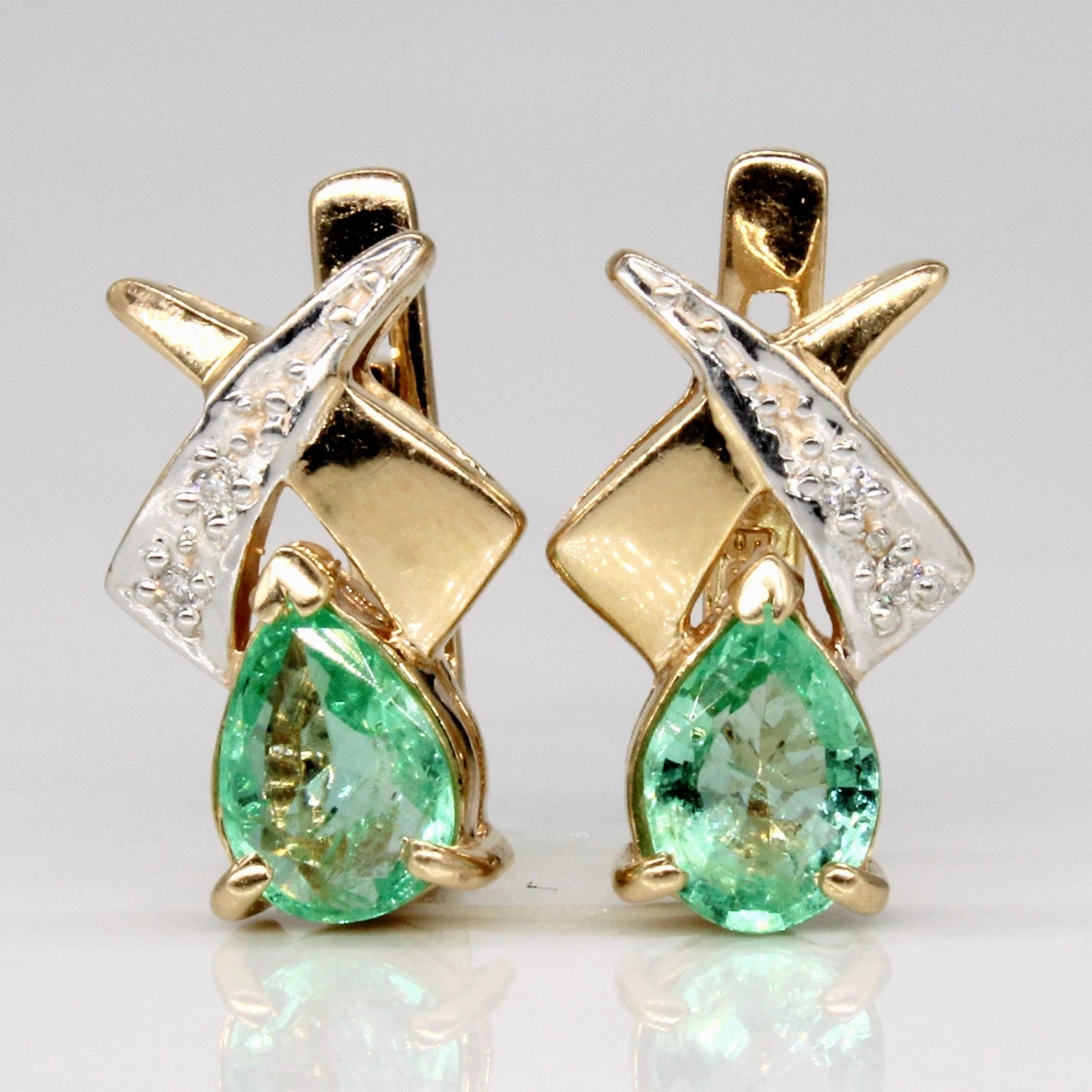 Shiny Creations Emerald & Diamond Earrings | 0.80ctw, 0.03ctw |