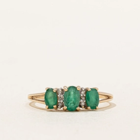 Emerald & Diamond Ring | 0.66ctw, 0.03ctw | SZ 8.75 | Everyday Layer Striking Detail