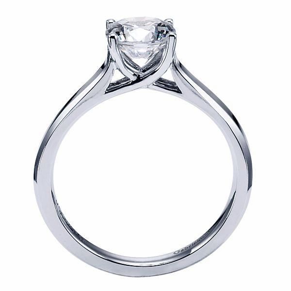 Solitaire Round Diamond Cathedral Ring 14k White Gold 53A Unique Expression