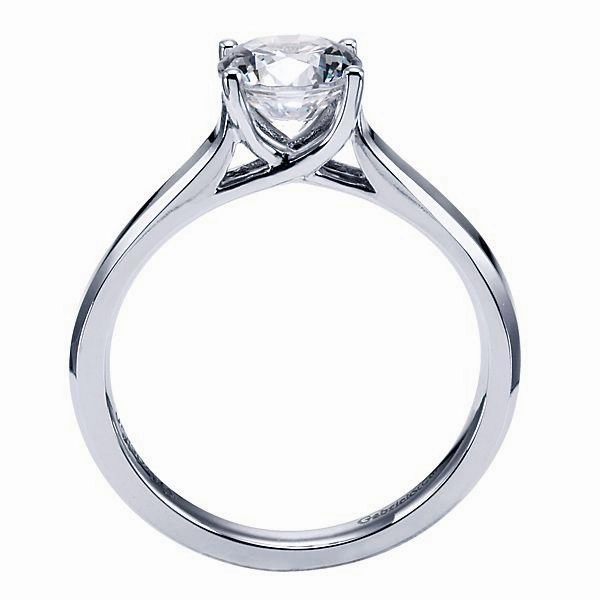 Solitaire Round Diamond Cathedral Ring 14k White Gold 53A Artistic Creation Everyday Glam