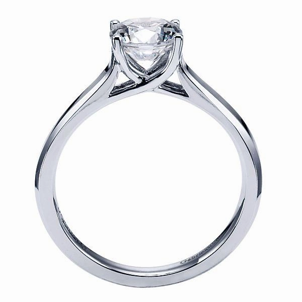 Solitaire Round Diamond Cathedral Ring 14k White Gold 53A Luxury Gift