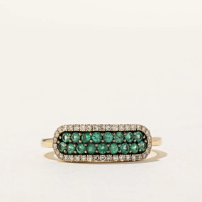 'Effy' Pav?? Set Emerald & Diamond Ring | 0.39ctw, 0.18ctw | SZ 8.25 Artistic Creation Luminous Glow