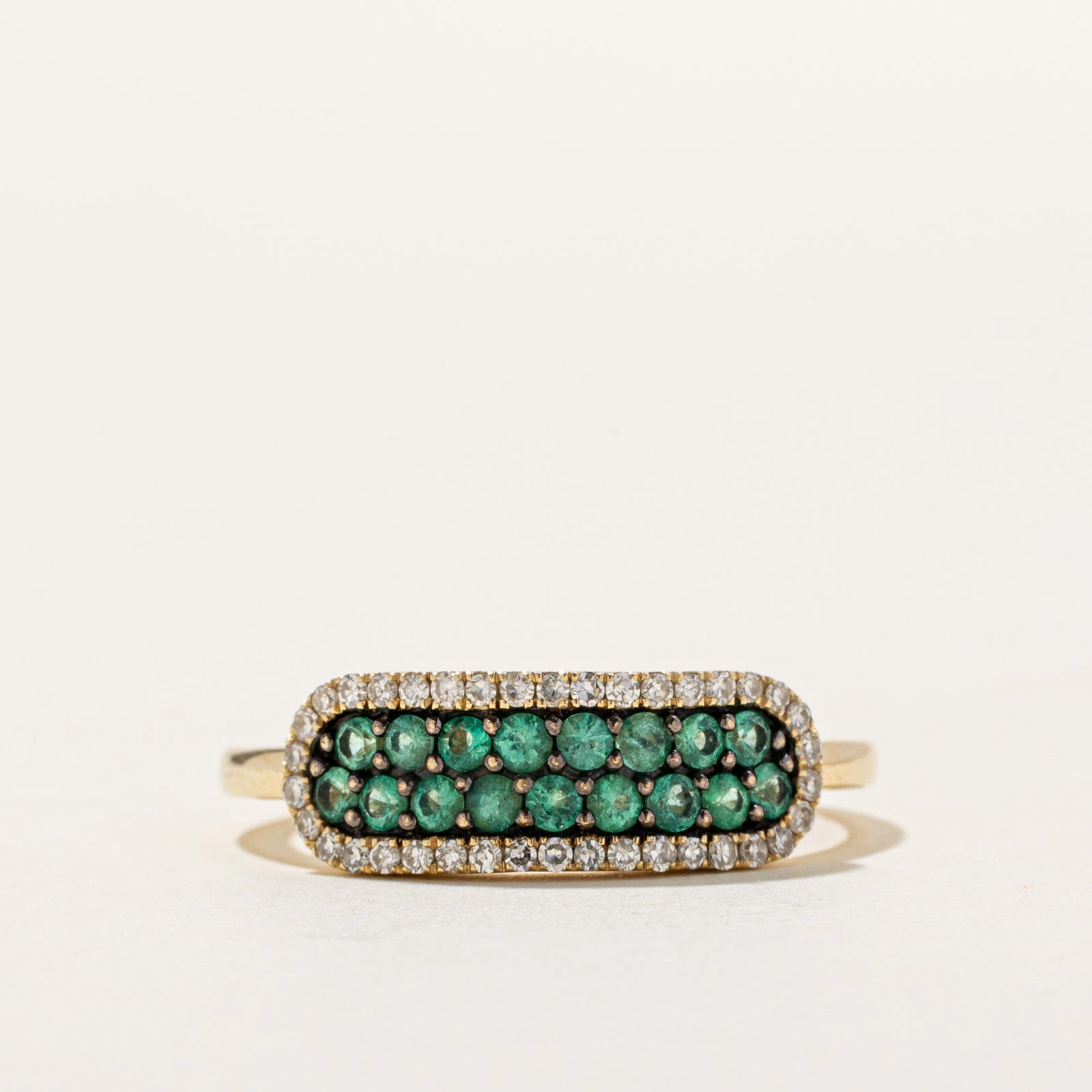 'Effy' Pav?? Set Emerald & Diamond Ring | 0.39ctw, 0.18ctw | SZ 8.25 Artistic Creation Luminous Glow