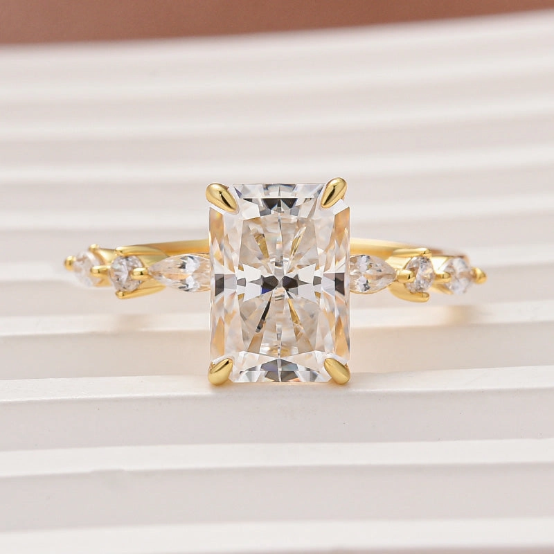 Fashion Appeal Subtle Grace Louily Moissanite 3.5 Carat Radiant Cut Engagement Ring In Sterling Silver