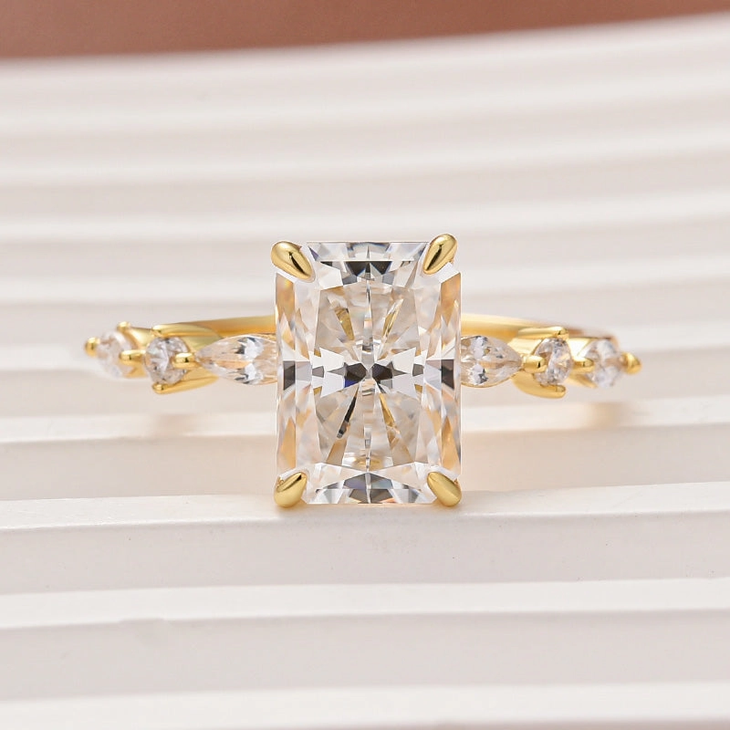 Trendy Pieces Timeless Gems Louily Moissanite 3.5 Carat Radiant Cut Engagement Ring In Sterling Silver