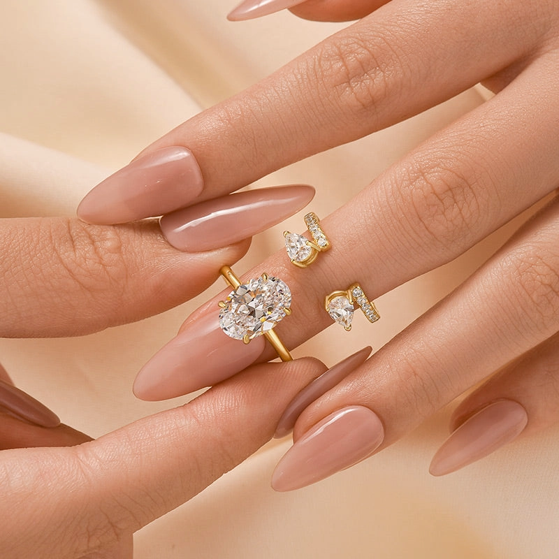 Chic Design 4.5 Carat Oval Cut Insert Wedding Ring Set For Women