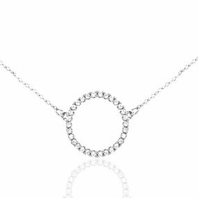 Sterling Silver CZ Circle Necklace Expressive Accent