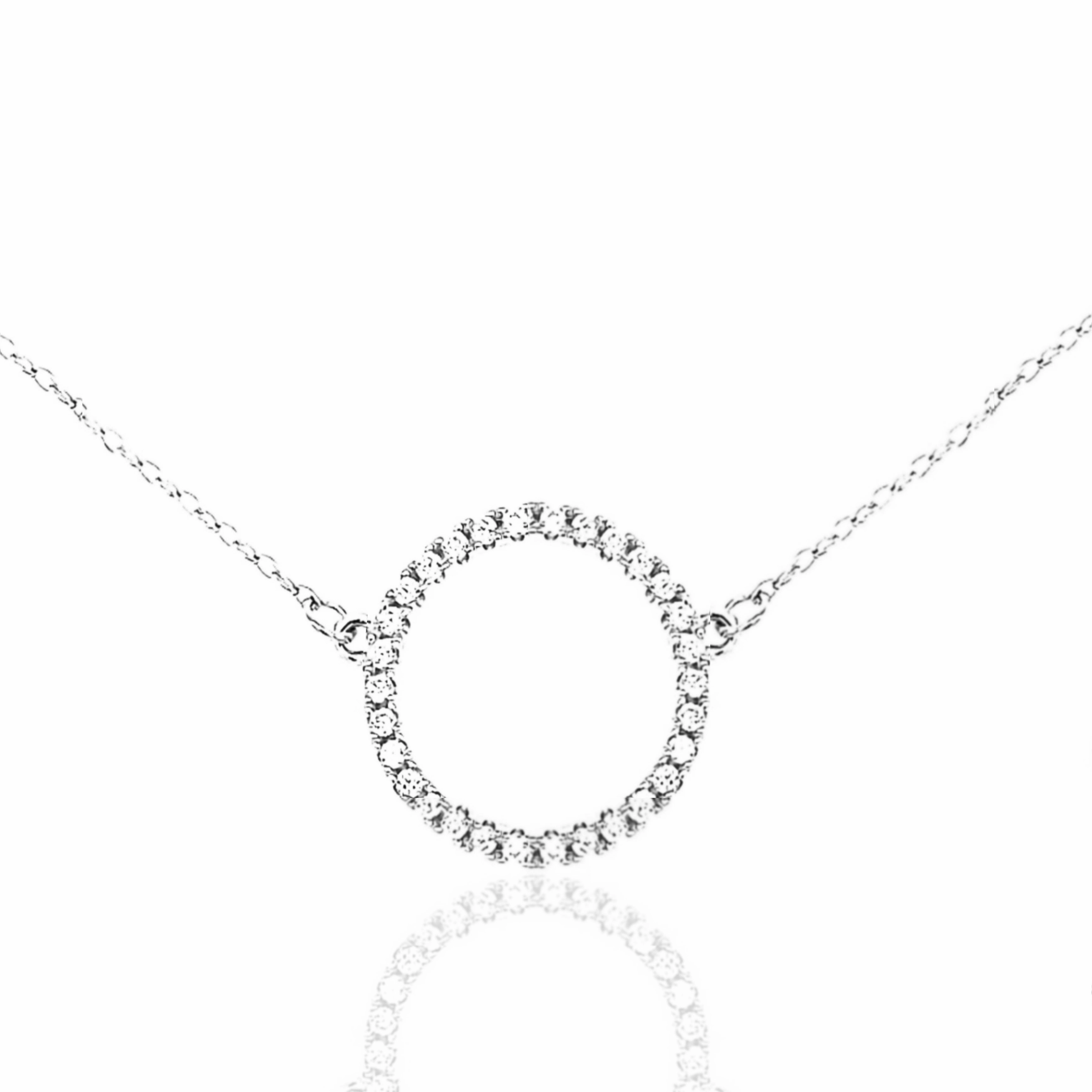 Radiant Moment Flawless Touch Sterling Silver CZ Circle Necklace