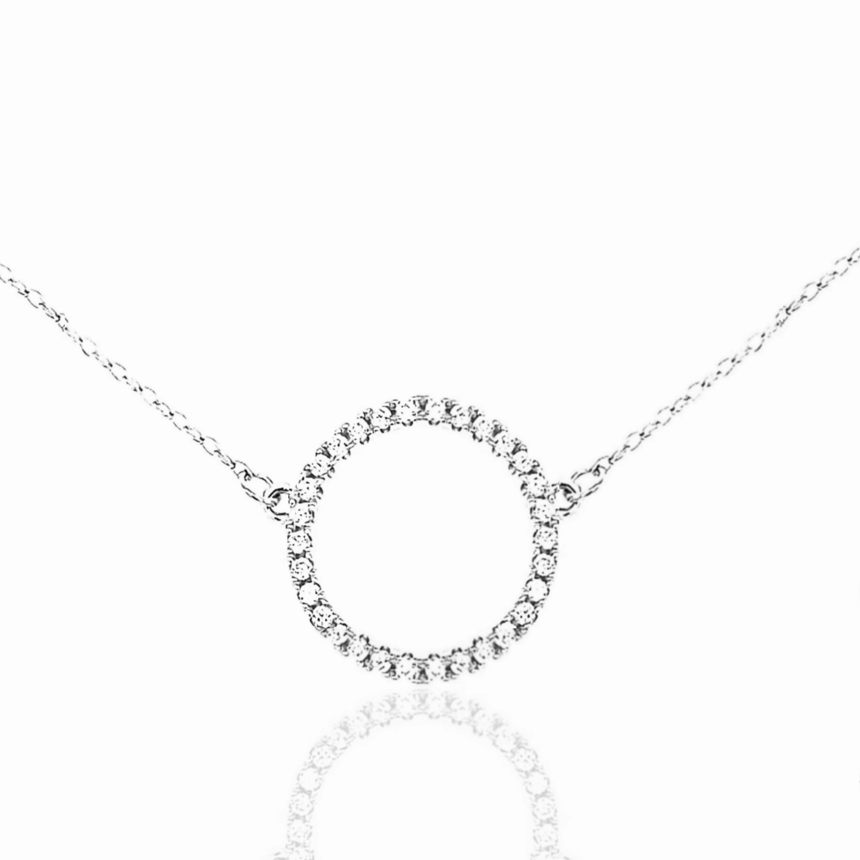 Sterling Silver CZ Circle Necklace Expressive Accent