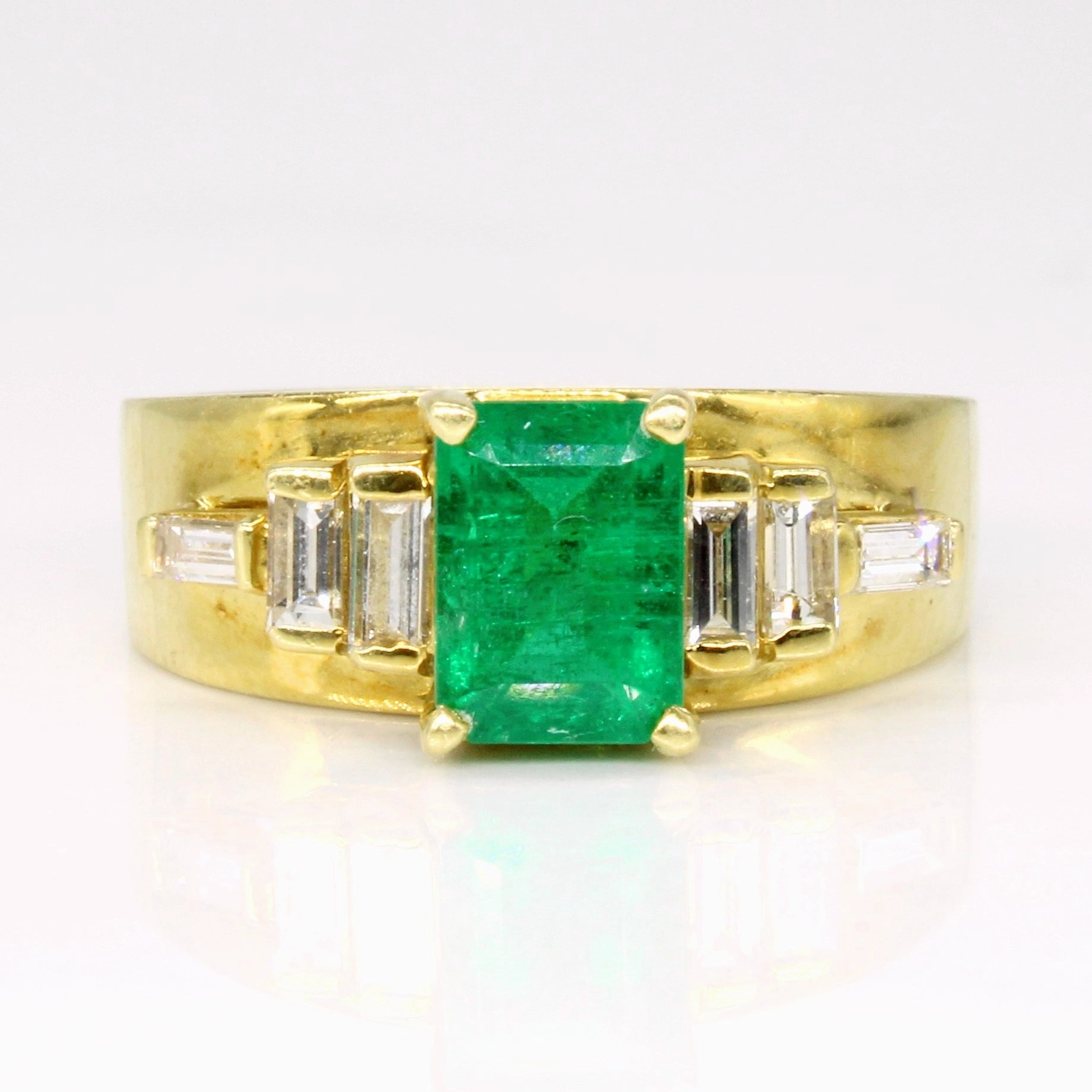 Fresh Pair Boho Accent Emerald & Diamond Ring | 1.03ct, 0.26ctw | SZ 6 |