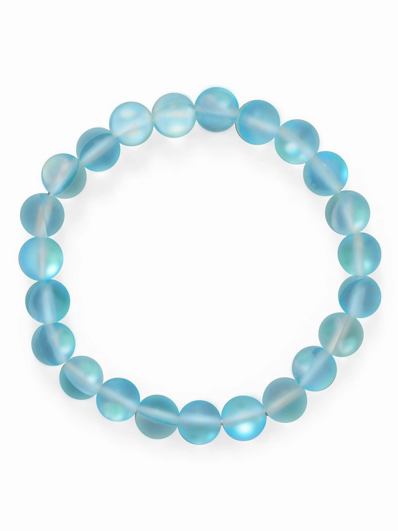 Elegant Appeal Blue Iridescent Colorful 8.5mm Round Bead Stretch Bracelet