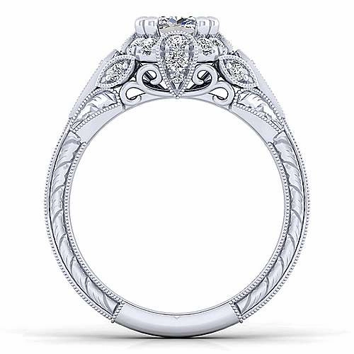 Budget Embellishment Victorian Round Halo Diamond Ring .34 Cttw 14k White Gold 494A