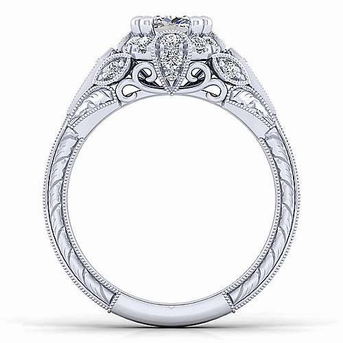 Victorian Round Halo Diamond Ring .34 Cttw 14k White Gold 494A Edwardian Style Low-Cost Decoration