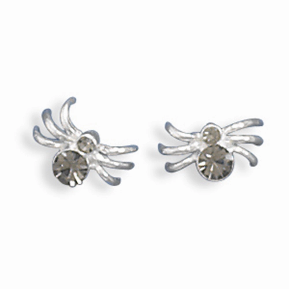 Everyday Essential Formal Highlight Spider Earrings with Sparkling Crystal Accents Sterling Silver