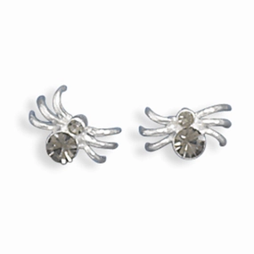 Everyday Essential Formal Highlight Spider Earrings with Sparkling Crystal Accents Sterling Silver