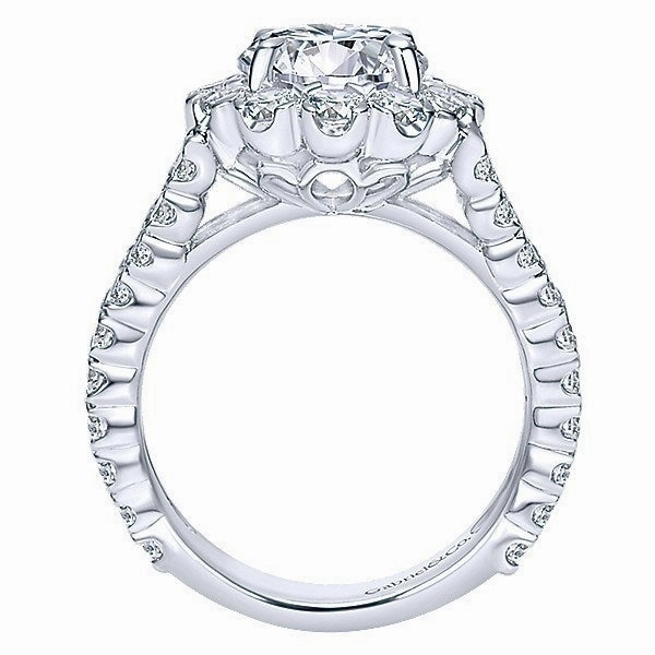 Split Shank Floral Halo Diamond Ring 1.92 Cttw 14K Gold 328A Professional Look