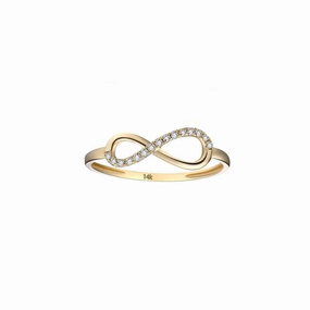 Modern Look Graceful Design Infinity Promise Ring | 18K Gold | Moissanite