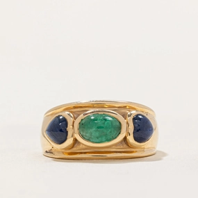 Vibrant Craft Emerald & Sapphire Ring | 0.75ct, 1.20ctw | SZ 7.5 |