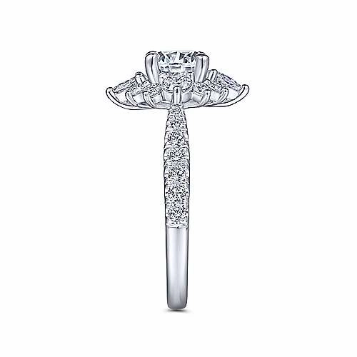 Trendy Look Starlight Halo Diamond Ring .92 Cttw 14k White Gold 584A
