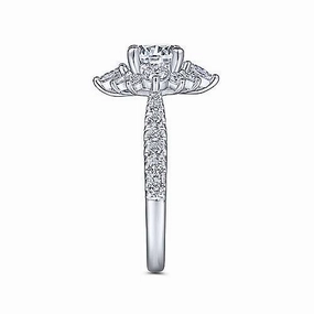 Polished Design Designer Ornament Starlight Halo Diamond Ring .92 Cttw 14k White Gold 584A