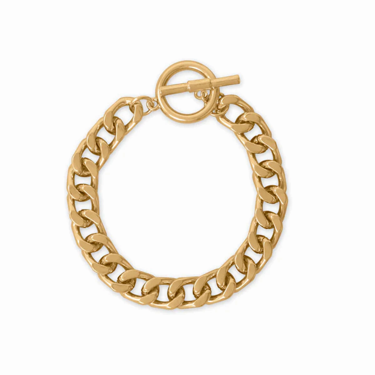 Gold Tone Curb Chain Toggle Bracelet 10.5mm Width Ocean Breeze