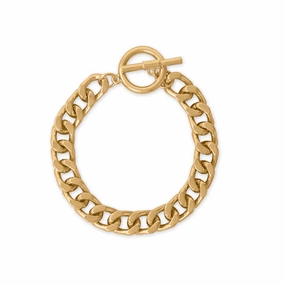 Gold Tone Curb Chain Toggle Bracelet 10.5mm Width Ocean Breeze