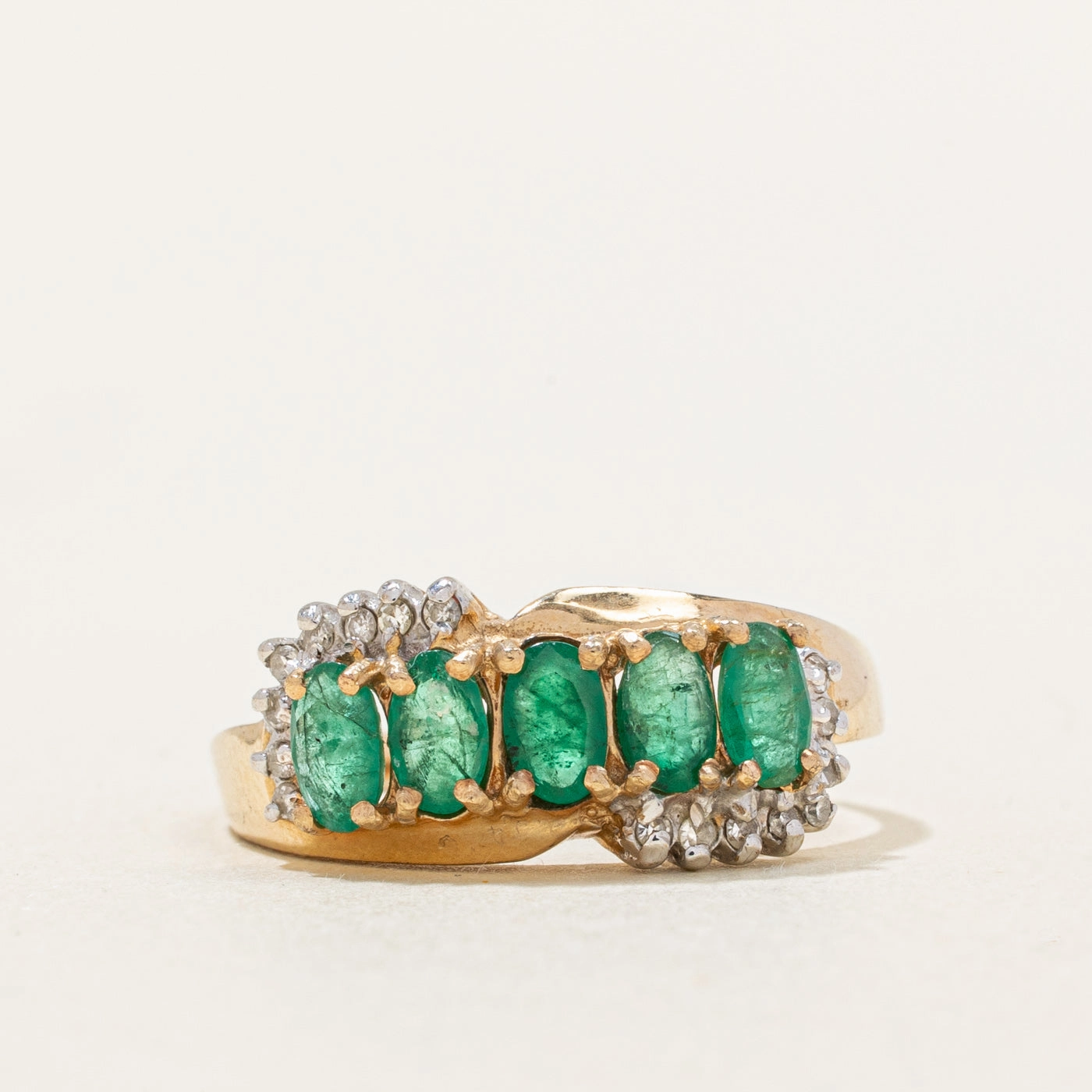 Simple Luxe Emerald & Diamond Ring | 1.00ctw, 0.08ctw | SZ 7.75 |
