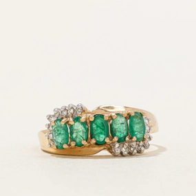 Simple Luxe Emerald & Diamond Ring | 1.00ctw, 0.08ctw | SZ 7.75 |