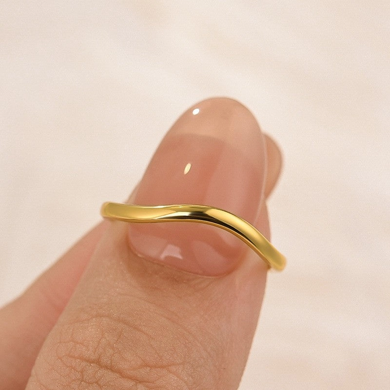 Curved Plain Wedding Band In Sterling Silver For Everyday Wear Glam Detail