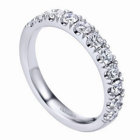 Delicate Craft French Pave Diamond Band .75 Cttw 14K White Gold
