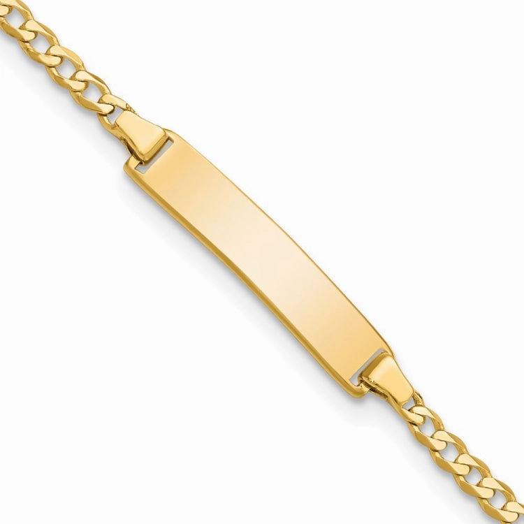 Mint State 14k Polished Solid Chain/Solid Plate Flat Curb Link 22.5x4.5mm Plate 5.5 inch Baby/Child ID Bracelet