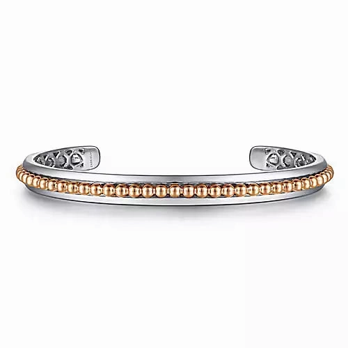 Sterling Open Cuff Bracelet with 14K Rose Gold Beads Timeless Classics