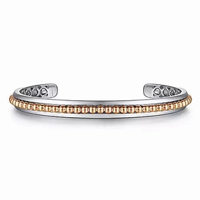 Sterling Open Cuff Bracelet with 14K Rose Gold Beads Timeless Classics