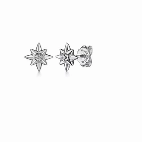 Presentation Box Sterling Silver .04cttw Diamond Star Stud Earrings
