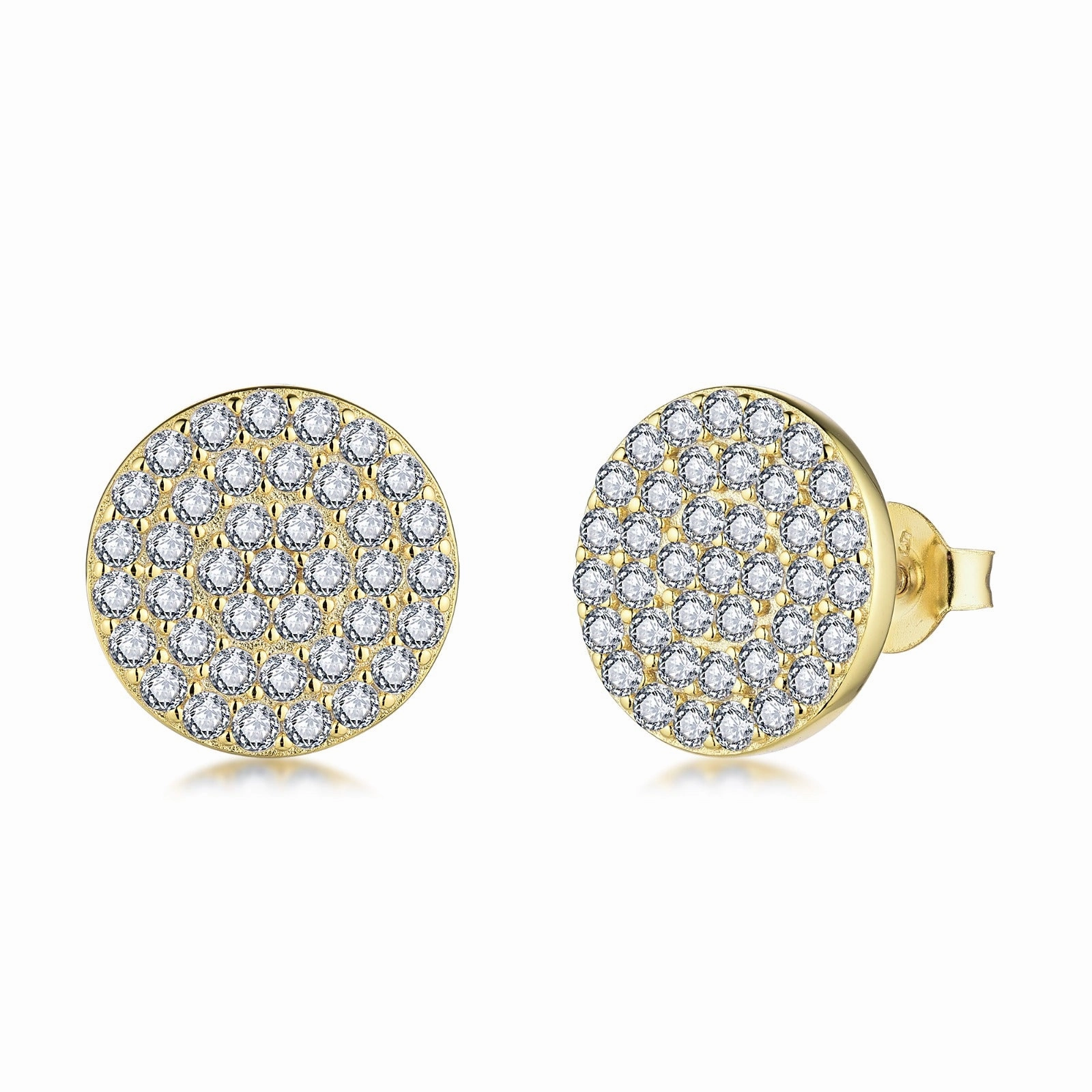 Bright Accent Sterling Silver 12mm Micropave Circle CZ Stud Earring
