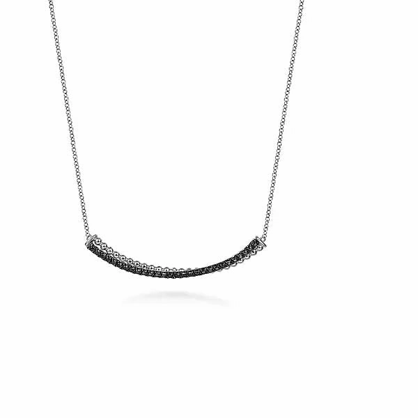 Processed Item Budget Friendly Sterling Silver 17.5" Black Spinel Bujukan Bar Necklace