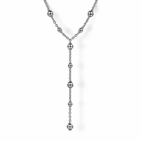 Sterling Silver 24" Round Bead Y Station Bujukan Necklace Hypoallergenic Piece