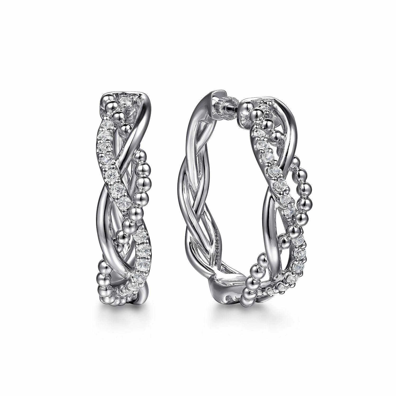 Sterling Silver 30mm White Sapphire Bujukan Twisted Intricate Hoop Earrings Pastel Shade