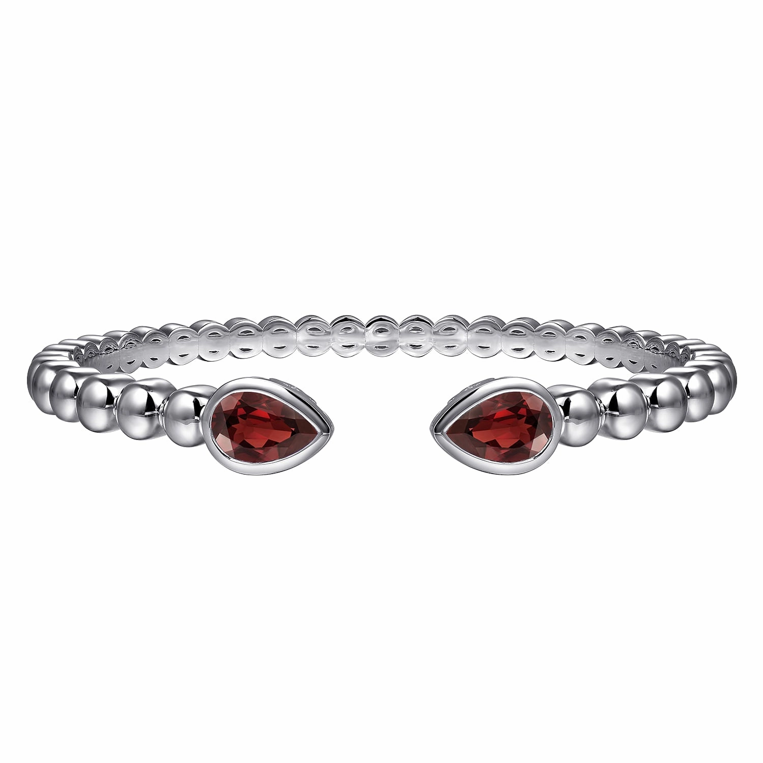 Daily Texture Elegant Emblem Sterling Silver 6.25" Bujukan Garnet Split Bangle Bracelet