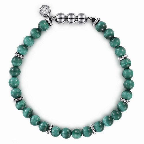 Sterling Silver and 6mm Malachite Beaded Bracelet Unwavering Combinations