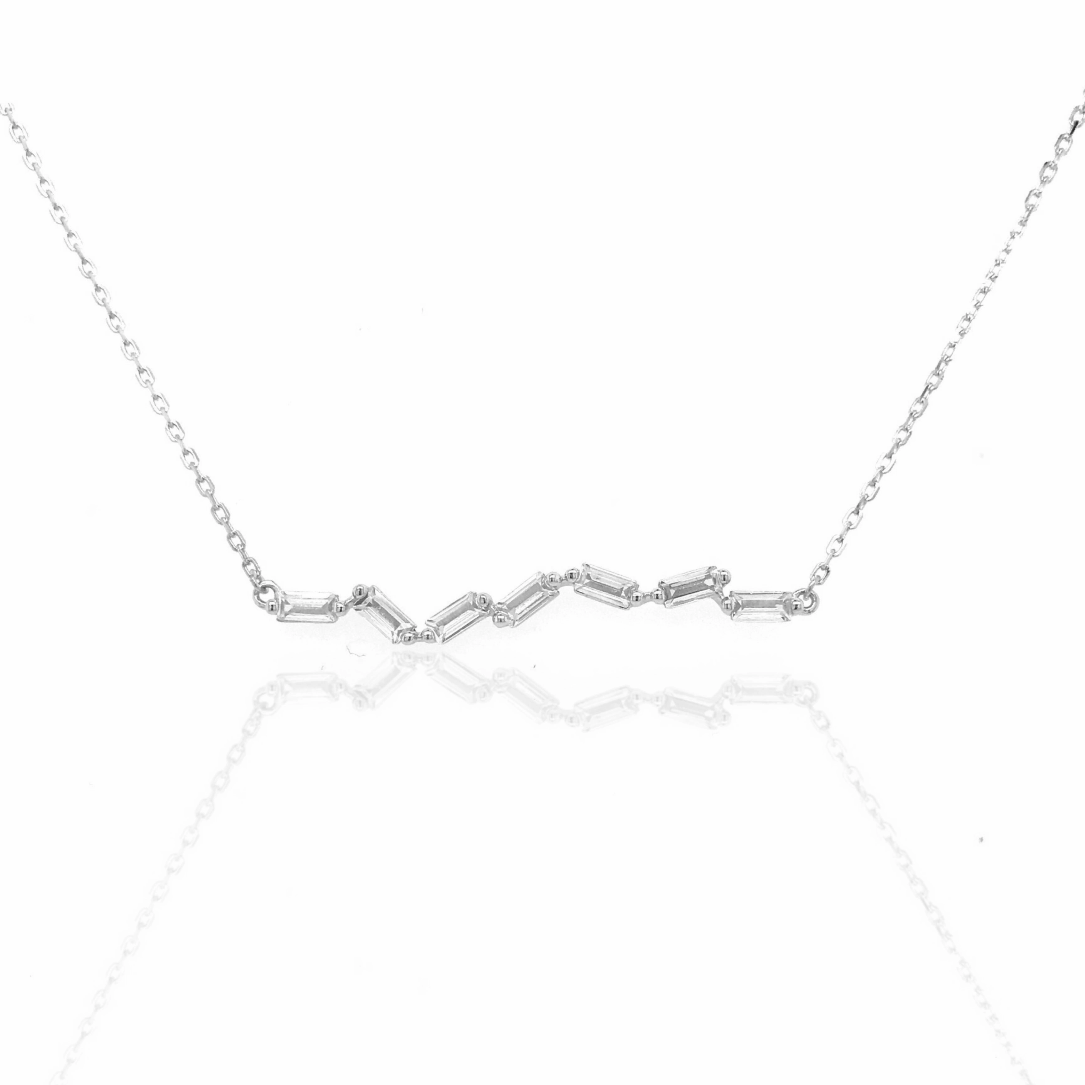 Sterling Silver Baguette Bar Necklace Elegant Piece Luxury Pick