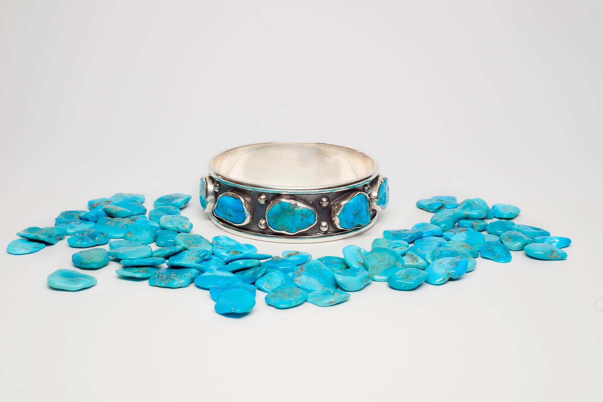 Sterling Silver Bangle with Sleeping Beauty Turquoise Quiet Luxury