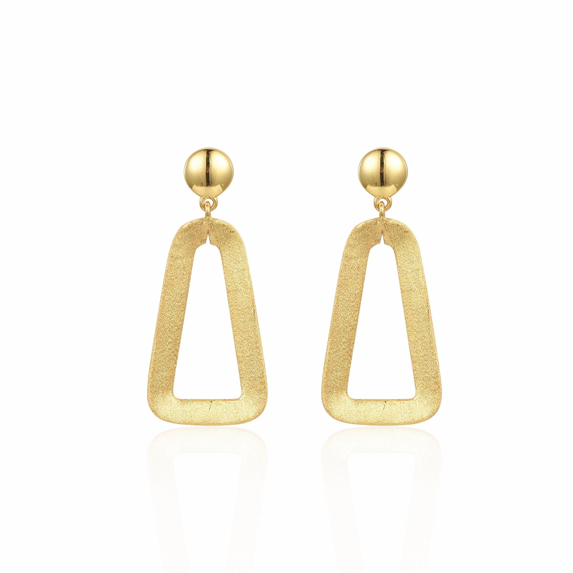 Sterling Silver Brushed Gold Plated Hanging Triangle Earring Graceful Style