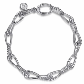 Sterling Silver Bujukan 7.5 Inch Link Chain Bracelet Secure Jewelry Sister Present