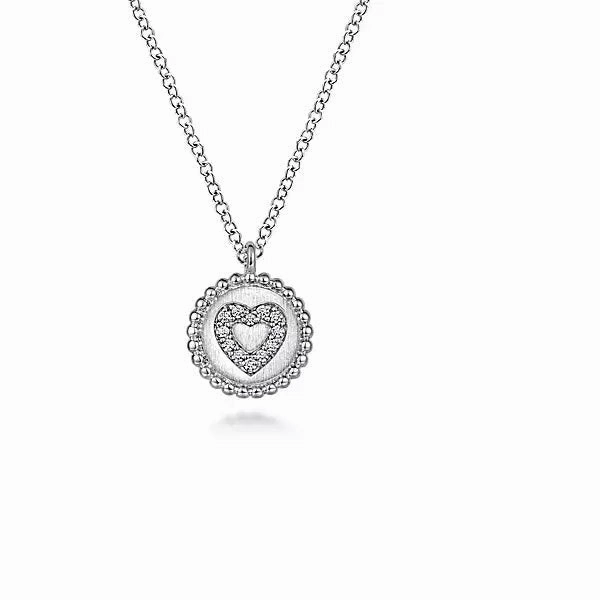 Hypoallergenic Style Travel Style Sterling Silver Bujukan Medallion Pendant with .05cttw Diamond Heart Center